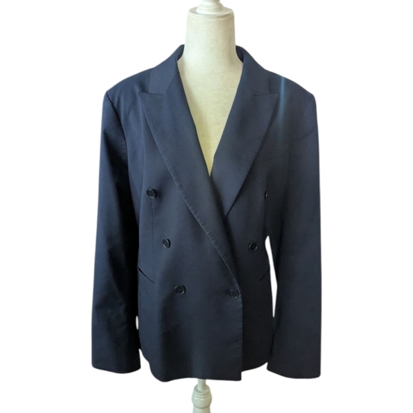 Talbots Navy Double-Breasted Blazer Timeless Design Office Siren Plus Size Sz 20 - Picture 8 of 10